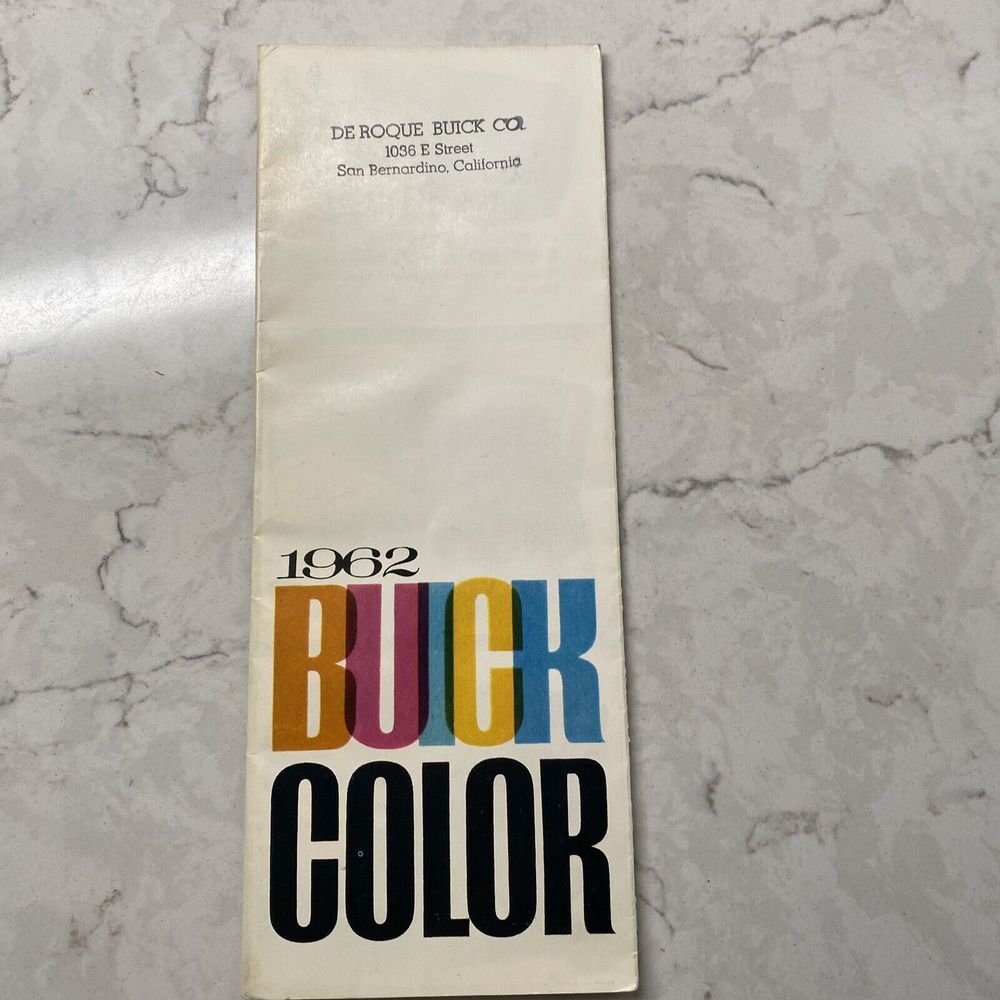 1962 BUICK Color Paint Roof Lines Upholstery Chart Brochure
